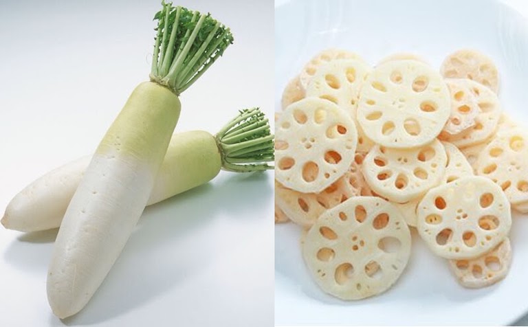 Kết hợp giữa củ cải trắng và ngó sen làm giảm được tình trạng đau dạ dày