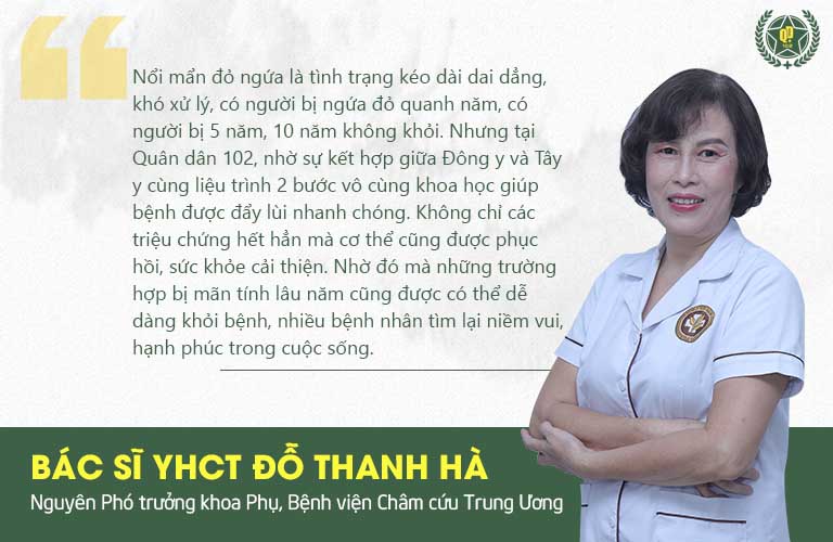Bác sĩ Đỗ Thanh Hà chia sẻ về phương pháp hỗ trợ chữa nổi mẩn đỏ ngứa da Quân dân 102
