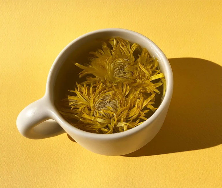 Uống trà hoa cúc vừa giúp cải thiện triệu chứng đau rát cổ họng vừa giúp thanh nhiệt cơ thể