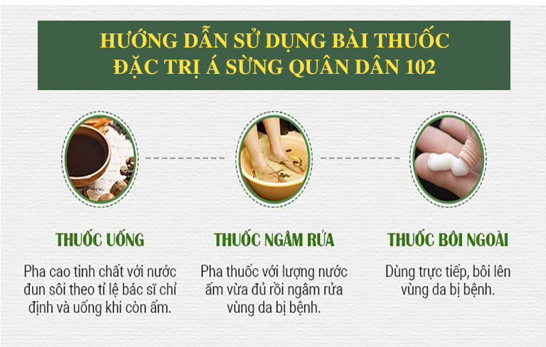Cách sử dụng bài thuốc chữa á sừng Quân dân 102