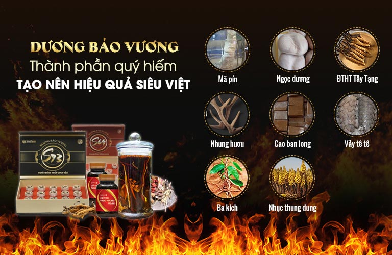 Bảng thành phần với hơn 50 thảo dược quý hiếm - an toàn - hàm lượng hoạt chất cao